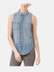 Ärmellos Damen Hemd Blau