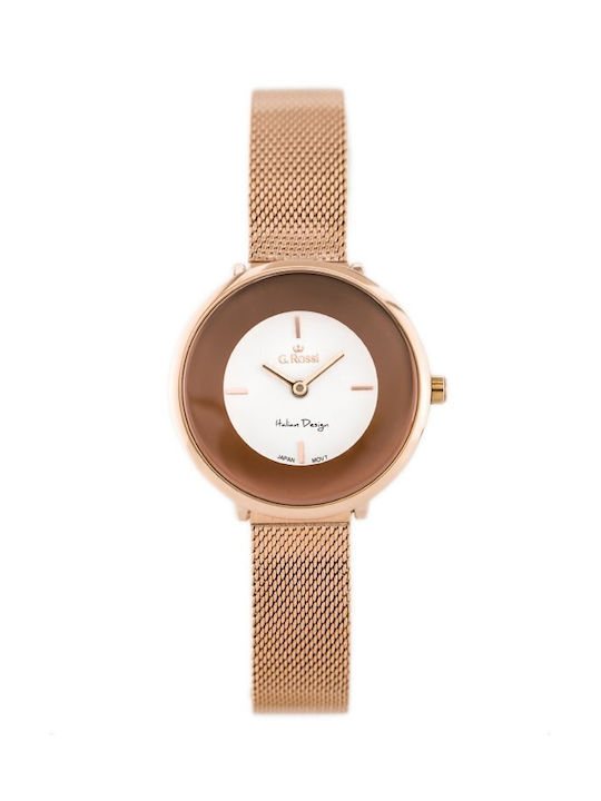 G.Rossi Watch Battery with Pink Gold Metal Bracelet