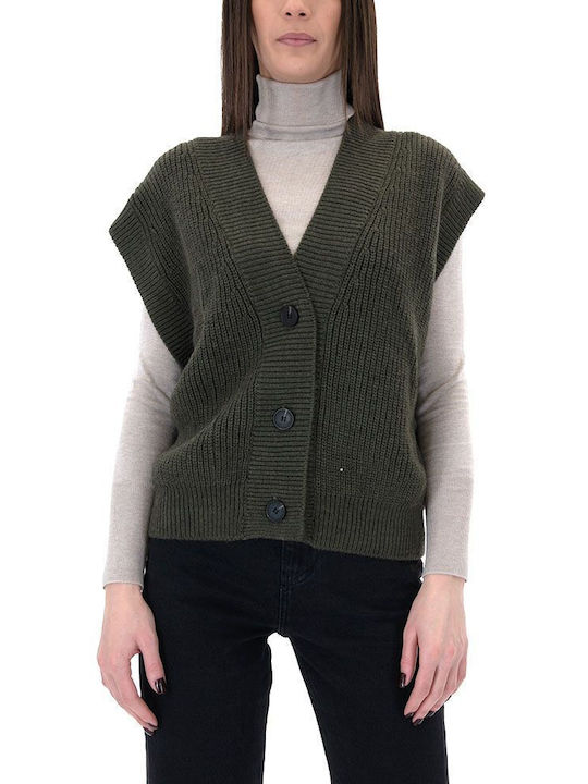 Matchbox Women's Knitted Cardigan with Buttons Haki