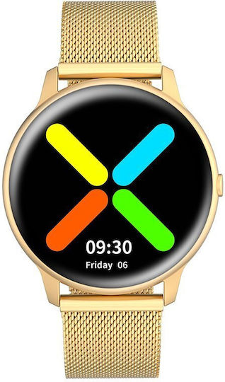 G.Rossi SG010E Stainless Steel 45mm Smartwatch με Παλμογράφο (Gold)
