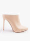 Adlai Leather Mules with Thin High Heel in Beige Color