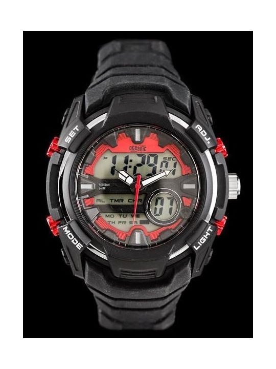Oceanic Digital Uhr Chronograph Batterie in Schwarz / Schwarz Farbe
