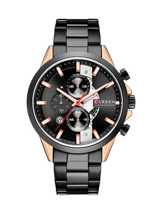 Curren 8325 Watch Chronograph Battery in Black / Black Color