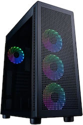 Hiditec H1 Air Gaming Full Tower Κουτί Υπολογιστή με Πλαϊνό Παράθυρο Μαύρο