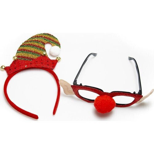 Weihnachts-Stirnband Rote mit Muster Elfen Rot