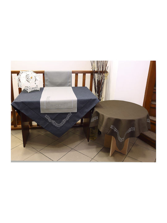 Ilis Home Καρέ Τραπεζομάντηλο No.12216 Γκρι Σκούρο 120x120εκ.