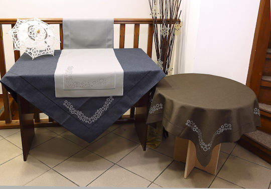 Ilis Home Καρέ Τραπεζομάντηλο No.12216 Γκρι Σκούρο 120x120εκ.