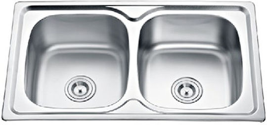 Hydra Drop-In Кухненска Мивка Inox Дължина 80xШирина 50см Сребрист