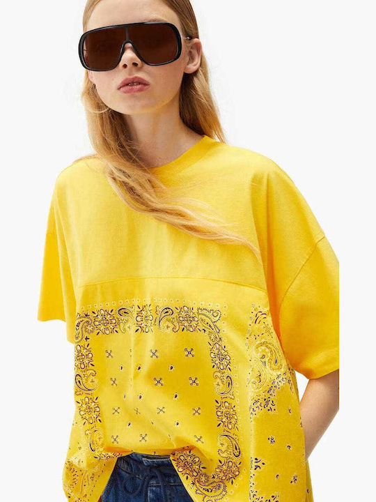 Women's Blouses Oversized Short Sleeve T-shirt Yellow