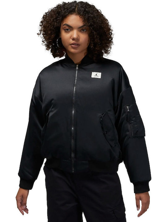 Flight Renegade Women's Short Bomber Jacket for Winter Black