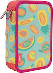 Milan Fabric Green Pencil Case Frutikis with 2 Compartments