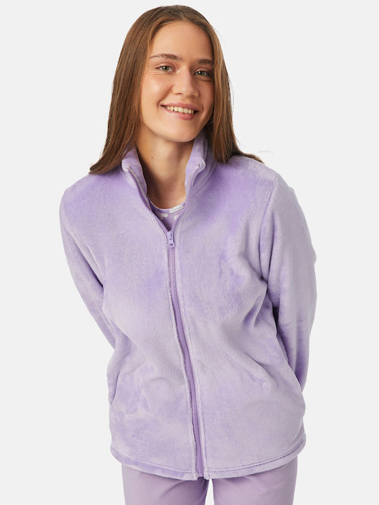 Minerva De iarnă Pentru Femei Fleece Jachetă Pijamale Lavender