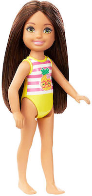 Barbie Club Chelsea Păpușă Brunetă cu costum de baie cu ananas pentru 3++ Ani 14cm.