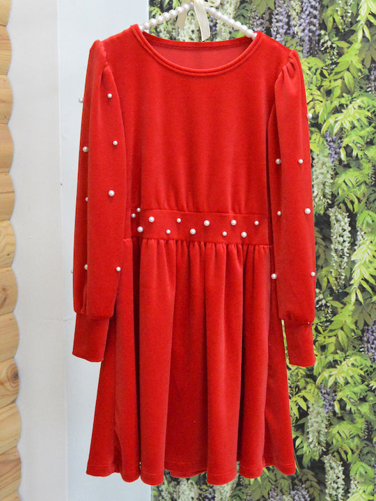 Extan Bebe Rochie pentru Copii Catifea red