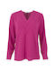 Didone Women's Blouse Long Sleeve with V Neckline Fuchs
