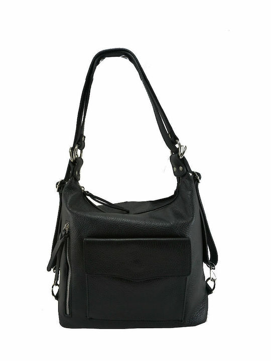 Mybag Leder Damentasche Schultertasche Schwarz