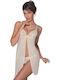 Leilieve Winter Satin,σατεν Damen Nachthemd Ivory.