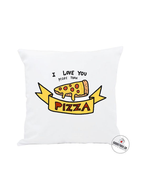 I-Total I Love You More Than Pizza Sofa Cushion White 30x30cm