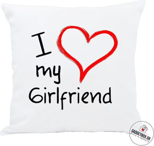I-Total Μαξιλάρι Καναπέ I Love My Girlfriend Λευκό 30x30εκ.
