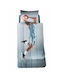 Saint Clair Bettwäsche-Set Einzel Baumwolle Hoop Blau 160x220cm 3Stück