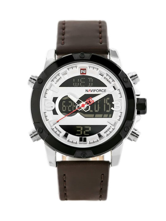 Naviforce Watch Battery with Brown Leather Strap