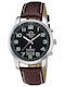 Master Time Ανδρικό Ρολόι 41mm Μπαταρίας με Καφέ Δερμάτινο Λουράκι
