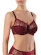 Balconette Balconette Bra without Padding Underwire Burgundy