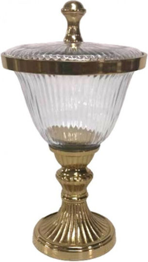 Karvounis Φοντανιέρα Glas mit Deckel und Ständer 15.5x15.5x28cm Gold Karvounis Φοντανιέρα Glas mit Deckel und Ständer 15.5x15.5x28cm Gold