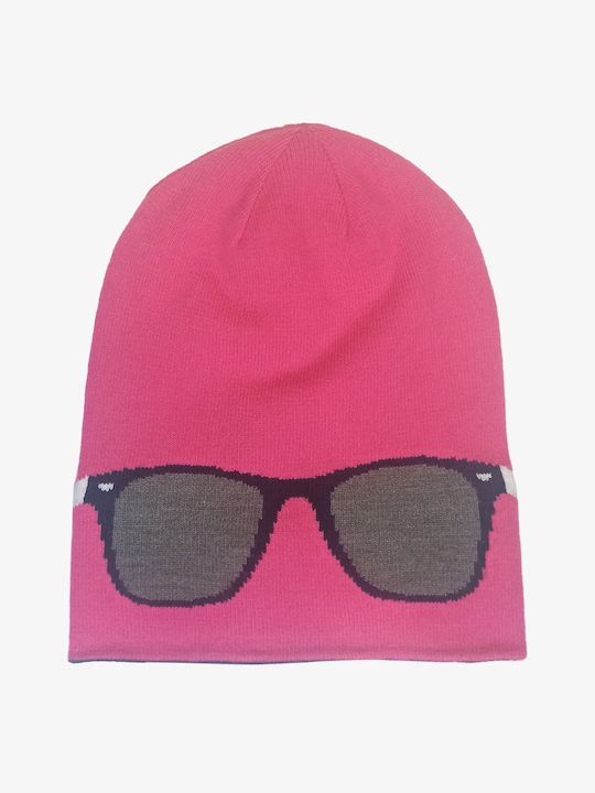 Brekka Beanie Unisex Beanie Knitted in Fuchsia color