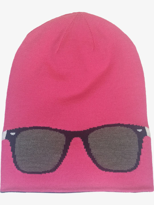 Beanie Unisex Σκούφος Πλεκτός σε Φούξια χρώμα