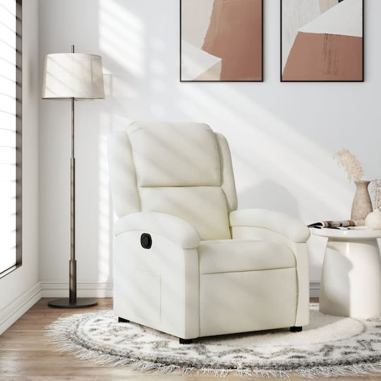 Πολυθρόνα Relax με Υποπόδιο Βελούδινη Κρεμ 71x86.5x99.5cm