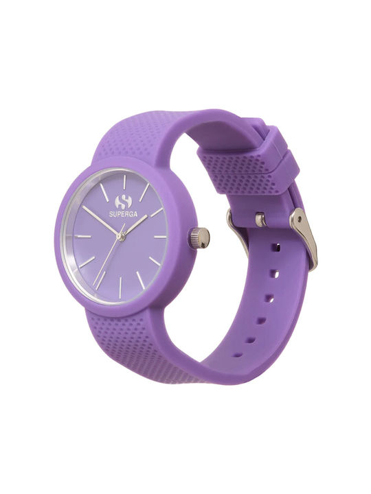 Superga Watch with Purple Rubber Strap