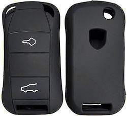 Silicone Car Key Cover Case with 2 Buttons for Porsche Black