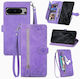 Flower Zipper Wallet Μωβ (Google Pixel 8 Pro)