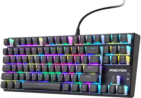 Preyon Blitz Claw Gaming Μηχανικό Πληκτρολόγιο Tenkeyless με Gateron Brown διακόπτες και RGB φωτισμό (Αγγλικό US)