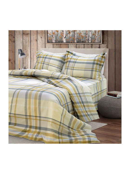 Lino Home Duvet Cover Set Cotton Satin Queen with 2 Pillowcases 220x240 Netz Beige