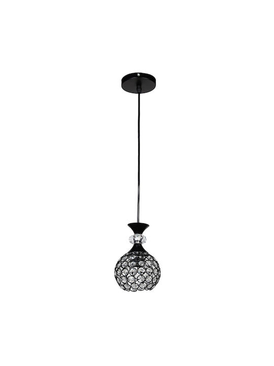 Keskor Pendant Light Single-Light with Crystals for Socket E27 Black