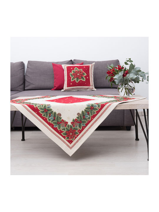 Dimeco Christmas Tablecloth Square Fabric L100xW100cm 1pcs