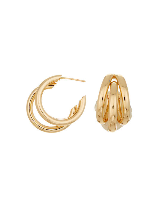 Triple Earrings Hoops Gold Plated