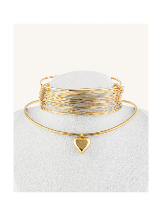 StanStefan Choker with design Heart from Gold Plated Steel