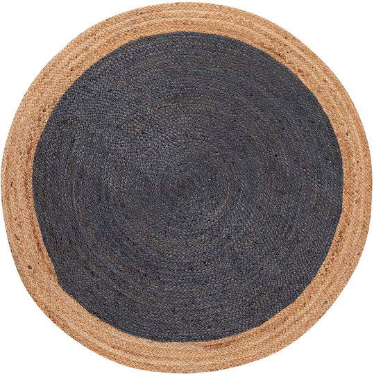 Silk Fashion 1748 Teppich Rund Sommer aus Jute Natural/dark grey