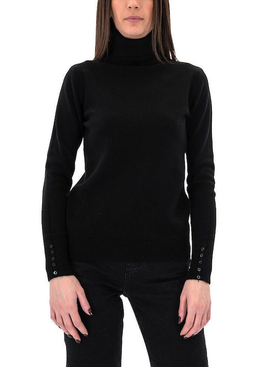 Matchbox Women's Long Sleeve Sweater Turtleneck Black