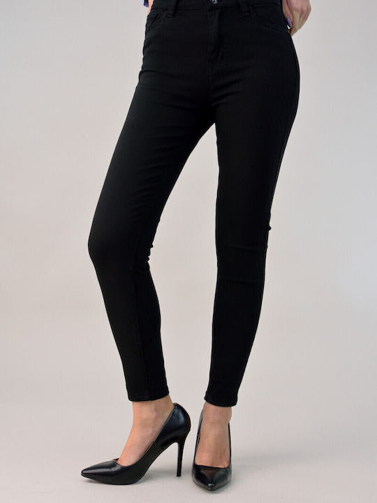 Hoch tailliert Damenjeans in Enger Passform Black