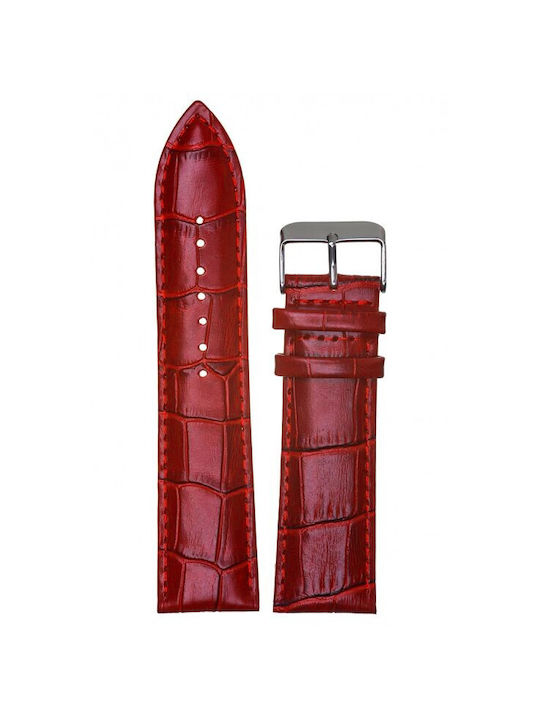 Tzevelion Κροκό Leather Strap Red 14mm