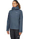 Women's Short Sports Hardshell Jacket Waterproof and Windproof for Winter with Hood Deep Ink