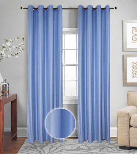 Vasilas Home Перде С Копчета Светлосин 140x270см Vasilas Home Перде С Копчета Светлосин 140x270см
