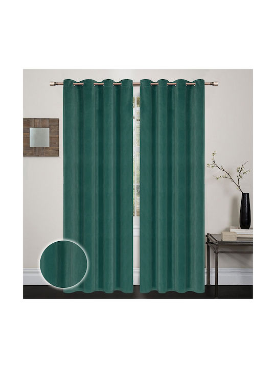 Vasilas Home Green Curtain with Grommets 140x270cm