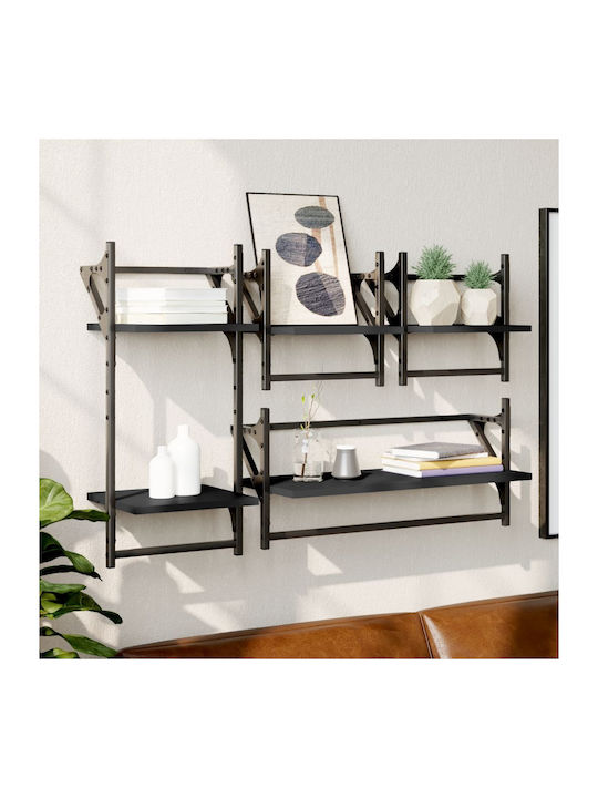 Shelves Wall Black 4pcs 65x25x30cm