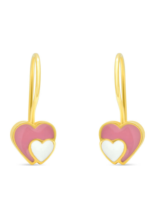 Goldjewels Επιχρυσωμένα Παιδικά Σκουλαρίκια Κρεμαστά Καρδιά από Ασήμι