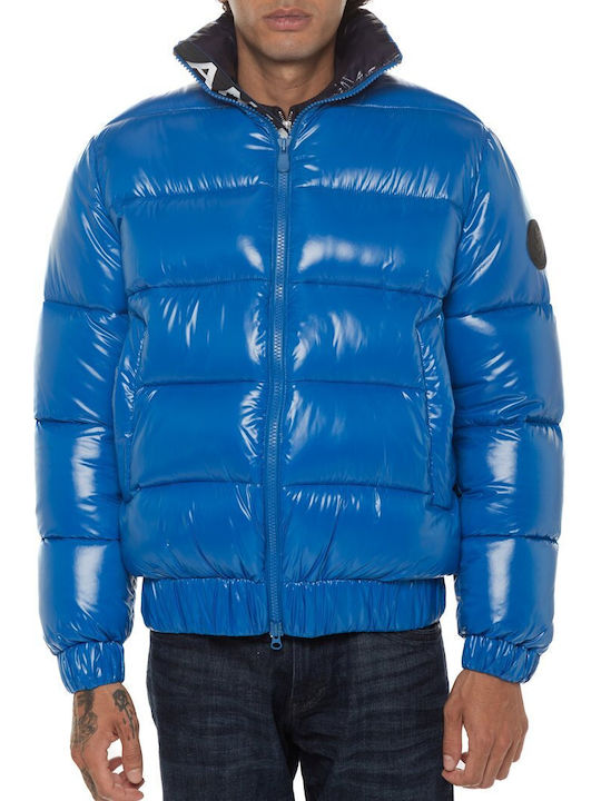 Save The Duck Save Men's Winter Bomber Jacket Waterproof Blue